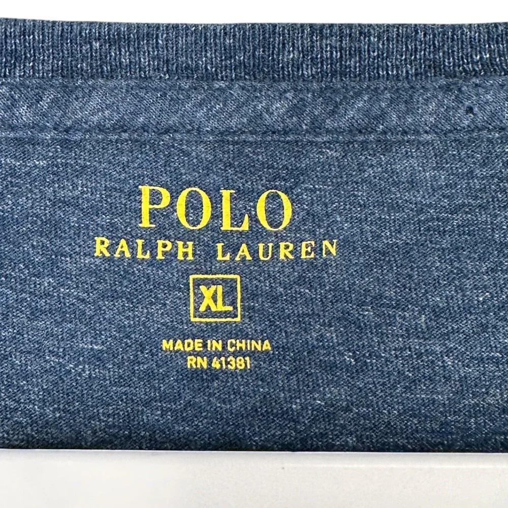 Polo Ralph Lauren Men's Long Sleeve T-Shirt Blue Heather XL Crew‎ Neck Cotton